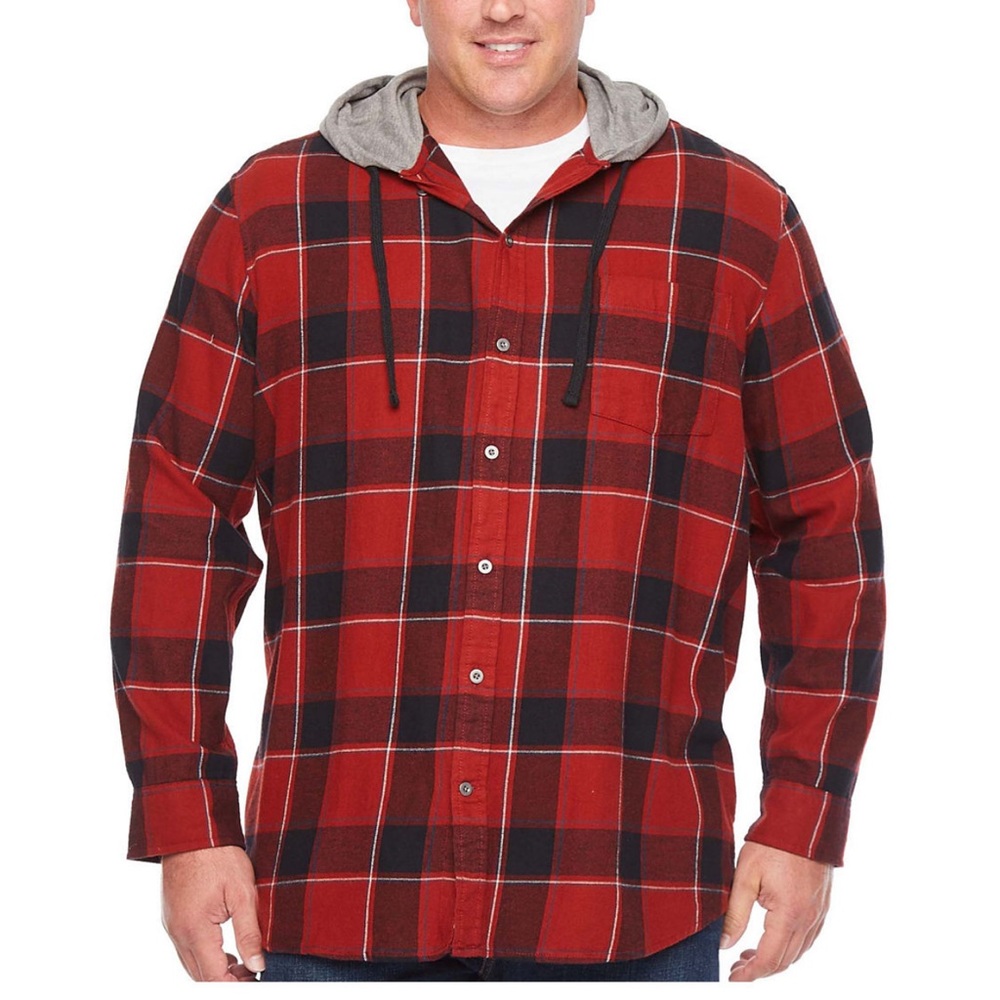 Big and Tall Foundry Hooded Long Sleeve Flannel
